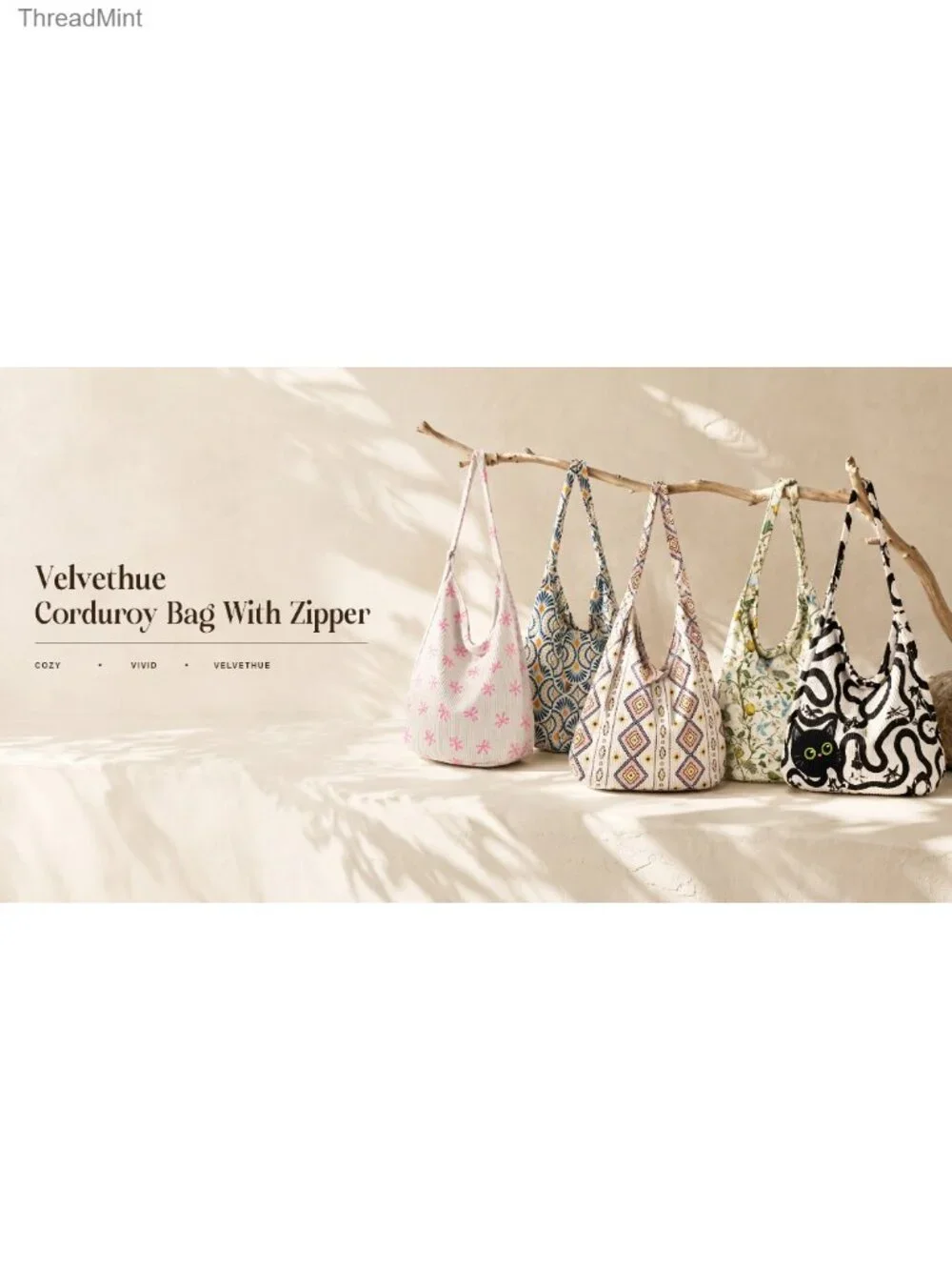Large Corduroy Hobo Bag for Women Adjustable Zipper Tote Handbag